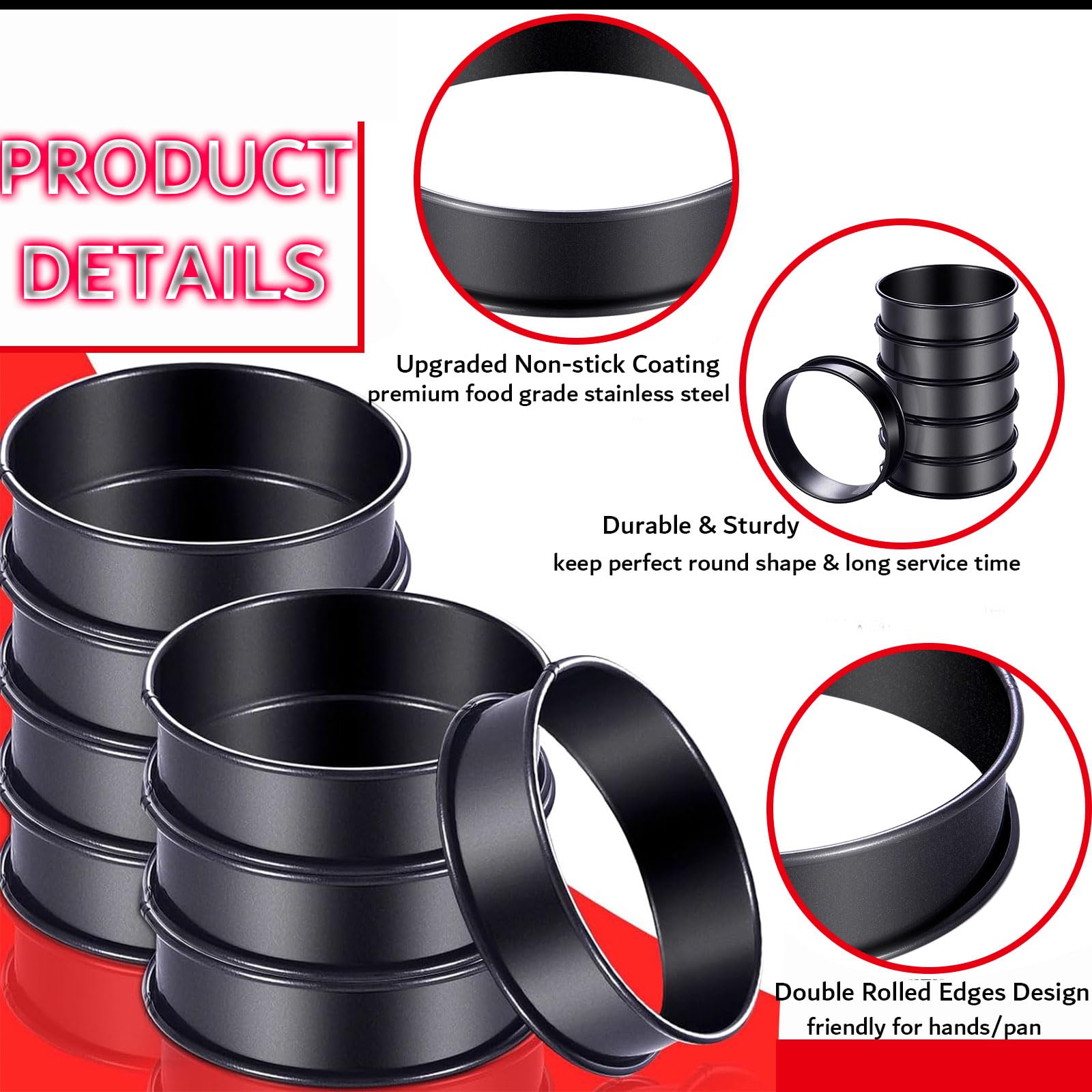 Datanya English muffin rings with double rolled edges for safe handling.