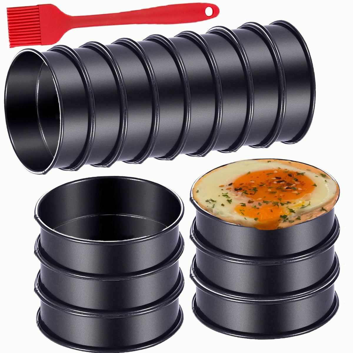 Datanya English muffin rings 4 inch outer diameter for perfectly round treats.