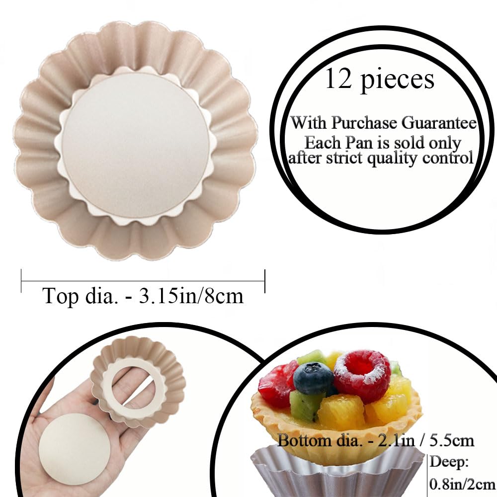 DATANYA 3-inch tart pans with champagne gold finish for professional-looking dessert plating