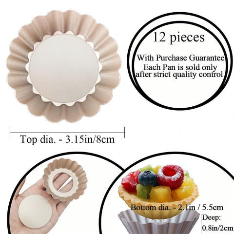 DATANYA 3-inch tart pans with champagne gold finish for professional-looking dessert plating
