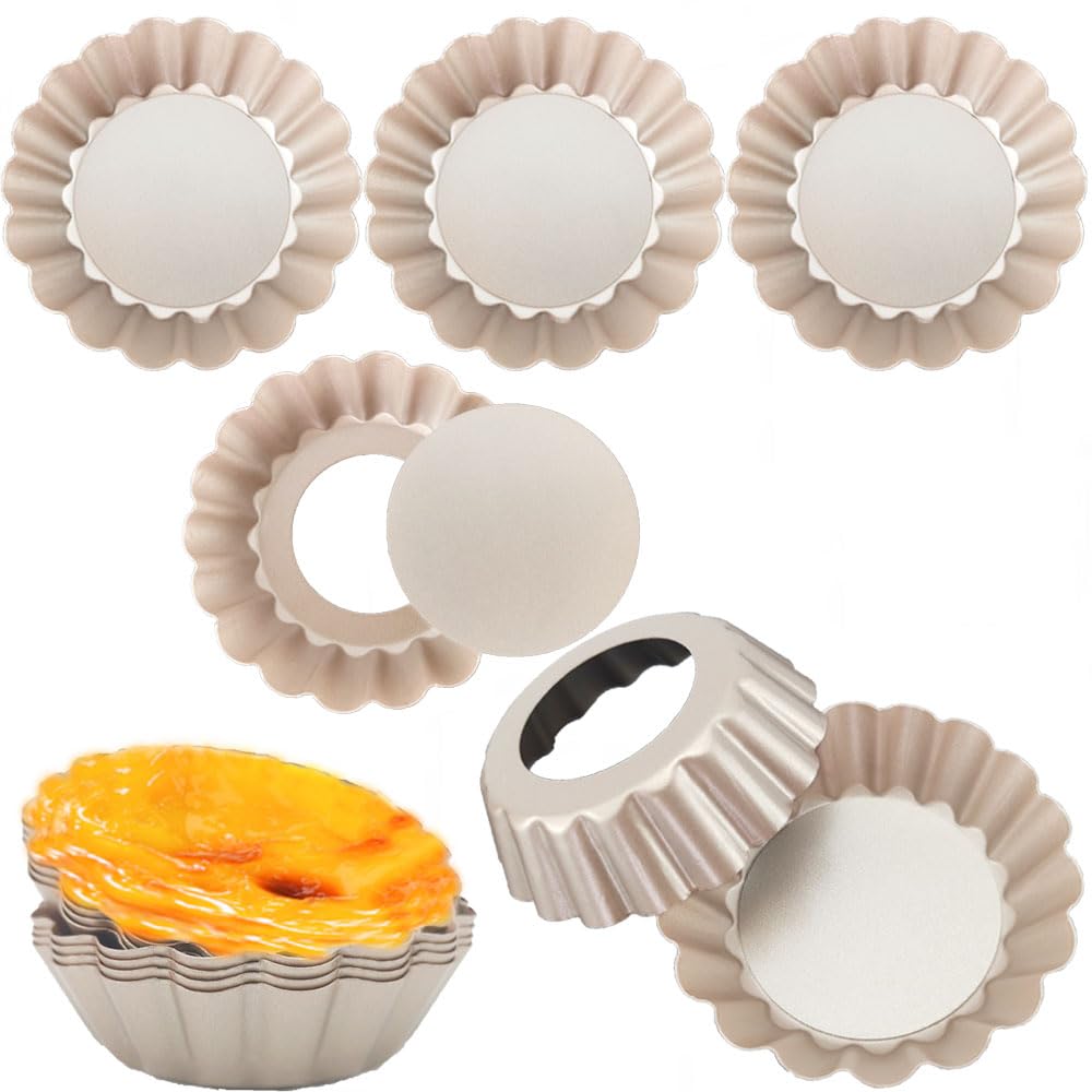 DATANYA mini tart pans with removable bottom in champagne gold for easy release and presentation