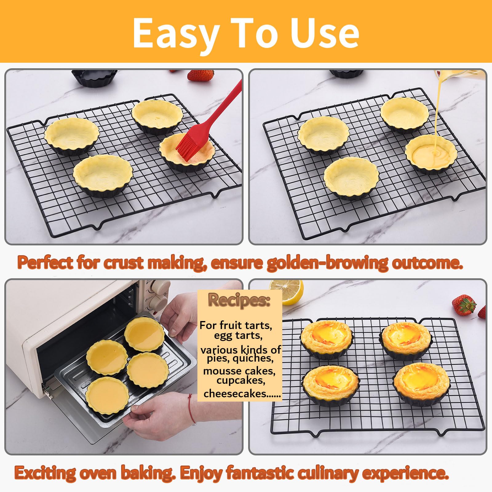 DATANYA removable-bottom tart pans showing even heat distribution for consistent baking