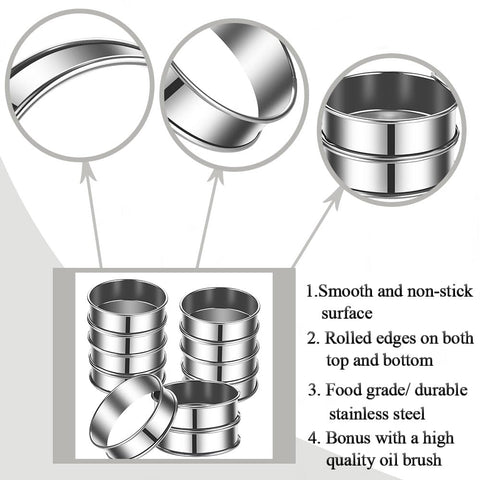 Datanya stainless steel muffin rings that are dishwasher safe and durable