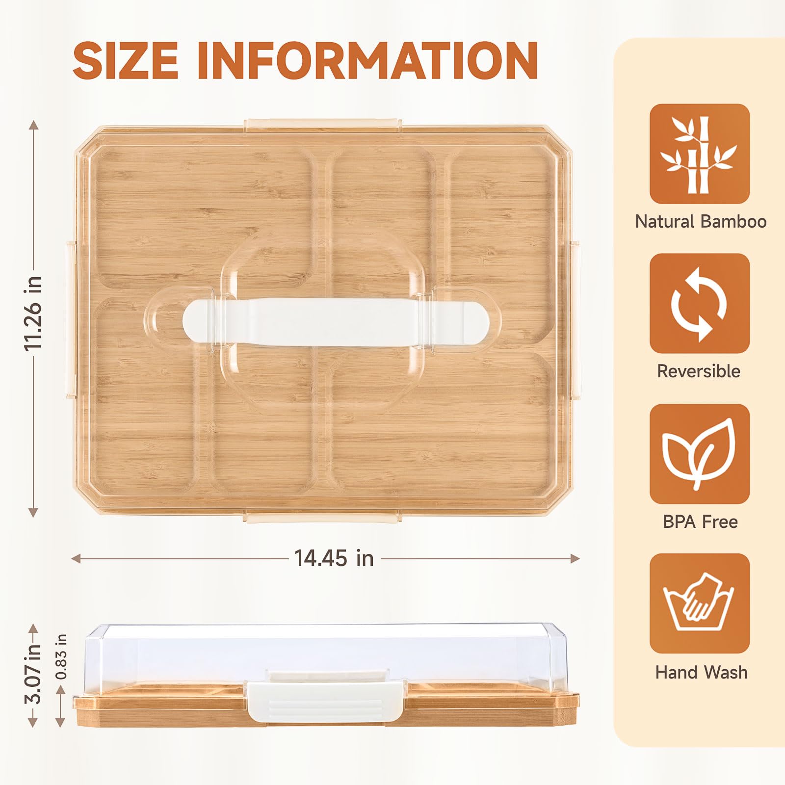 Datichee charcuterie board bamboo surface is knife-friendly for prep.