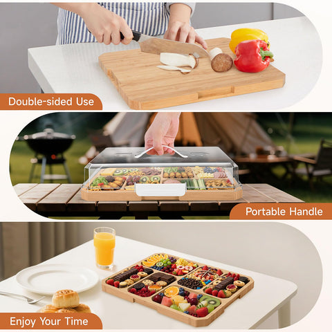 Datichee travel board with secure lid keeps contents fresh.