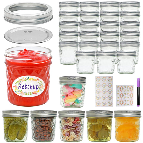 Datttcc 6 oz mason jar with lid for spill-free pouring of spices and sauces.