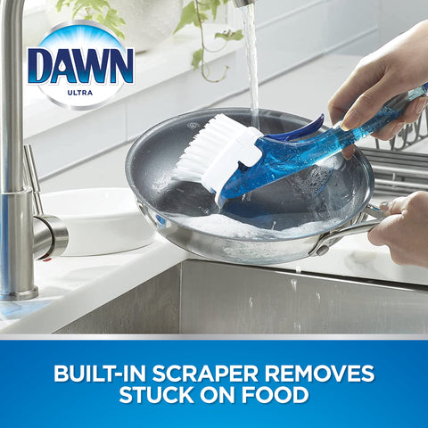 Dawn non-scratch bristles protect delicate pots and pans.