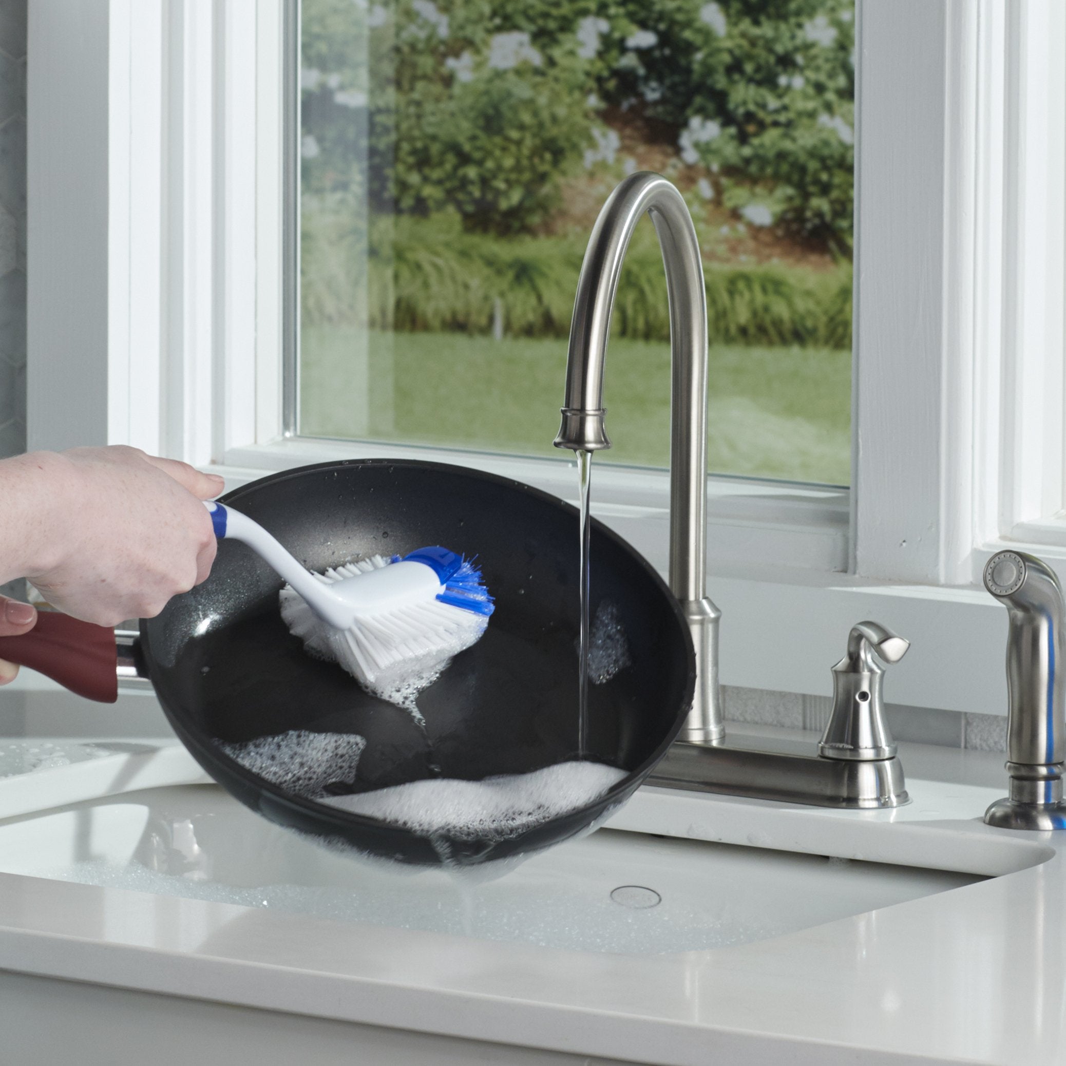 Dawn Radial Head Kitchen Brush raised scrubber targets baked-on messes