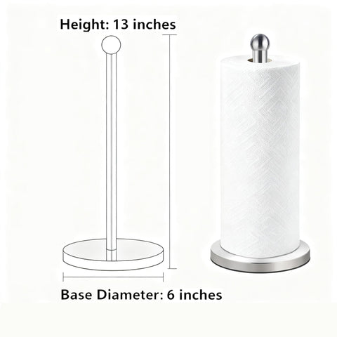 DAWNER paper towel holder rod supports standard rolls for easy one-handed use.