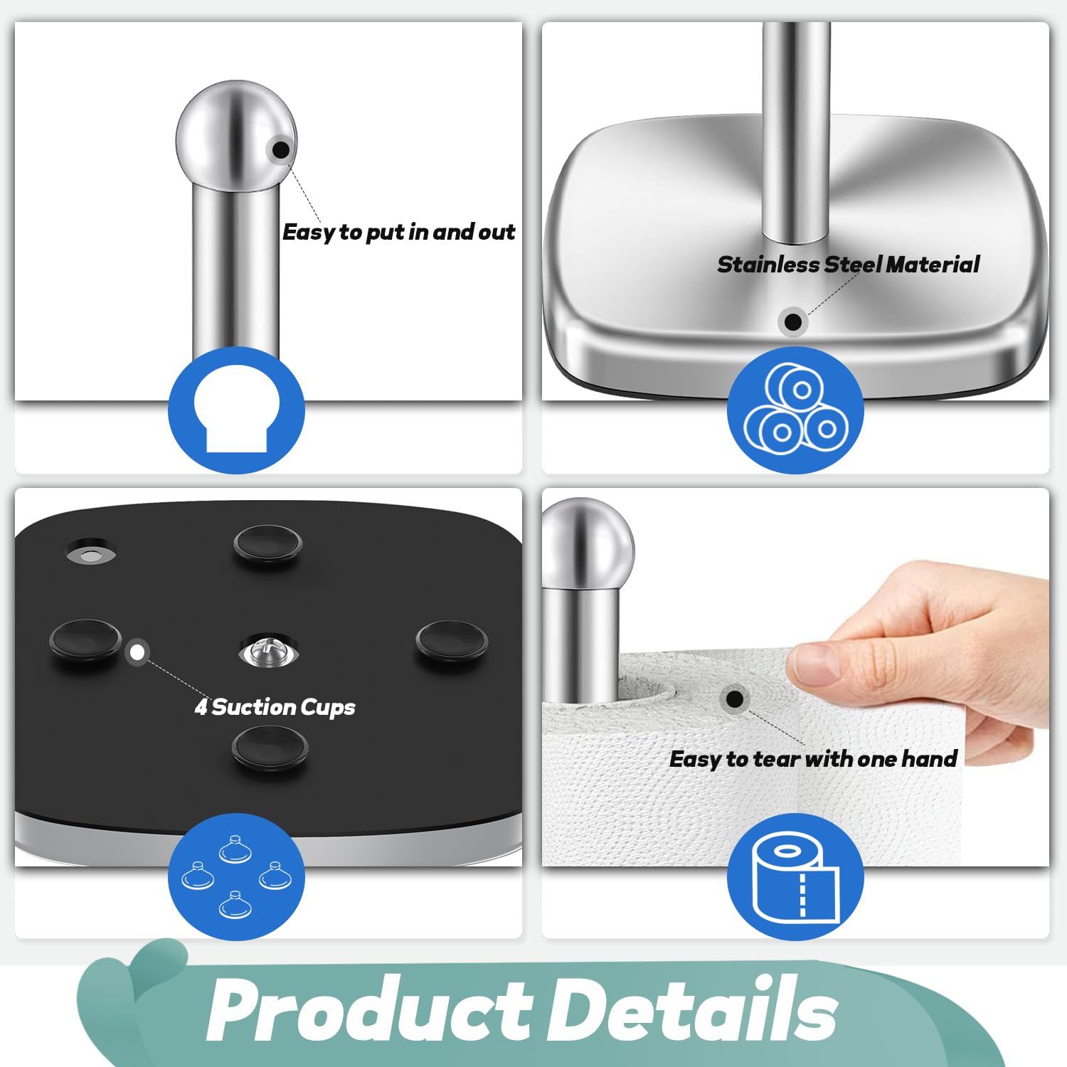 DAWNER SecureGrip in kitchen counter scenario facilitates one-handed towel access.