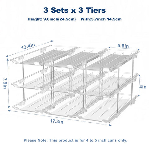 Dayacoco 3-tiers pantry rack keeps cans organized and visible for quick selection.