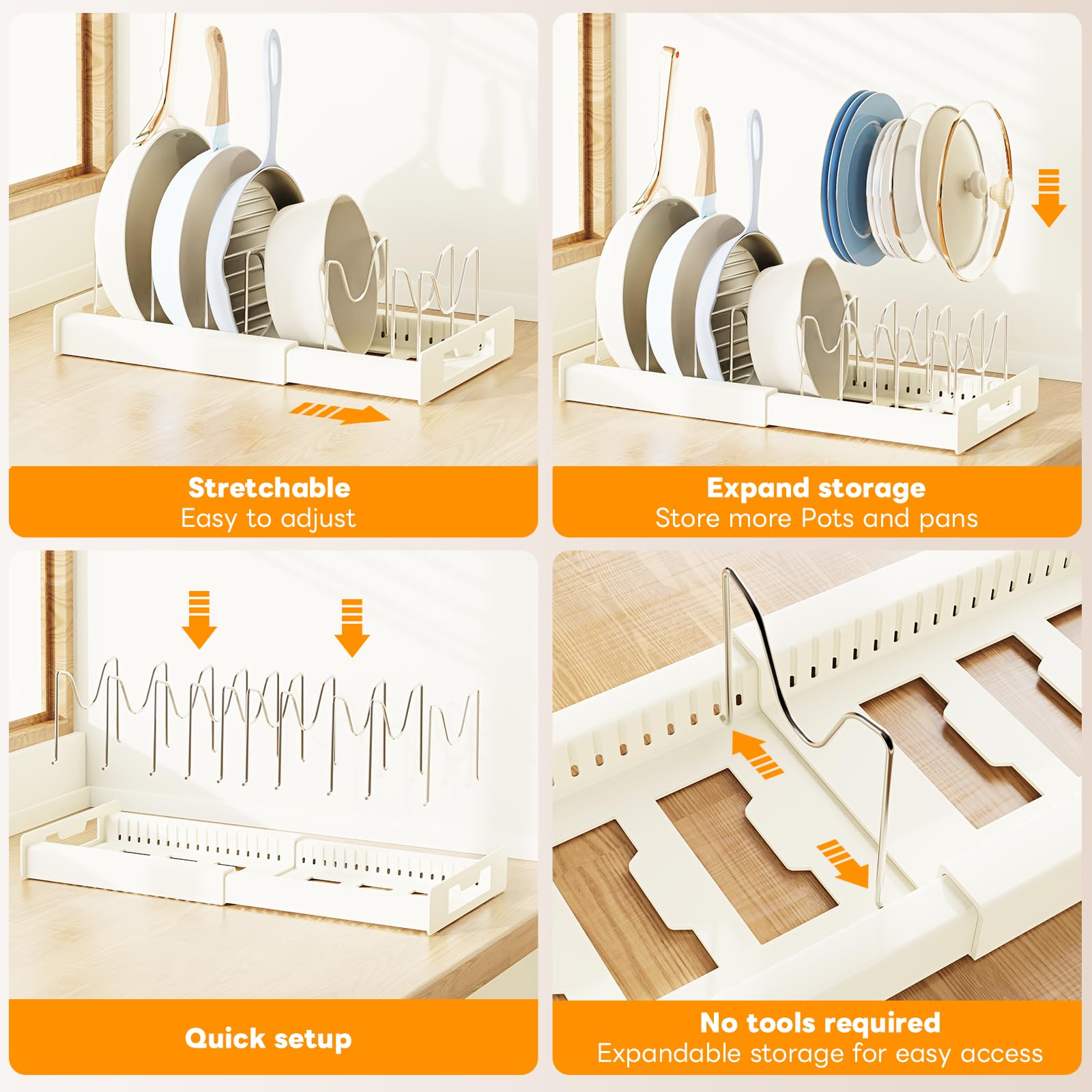 Dayacoco expandable base length adjustable to fit your cabinet and maximize space.