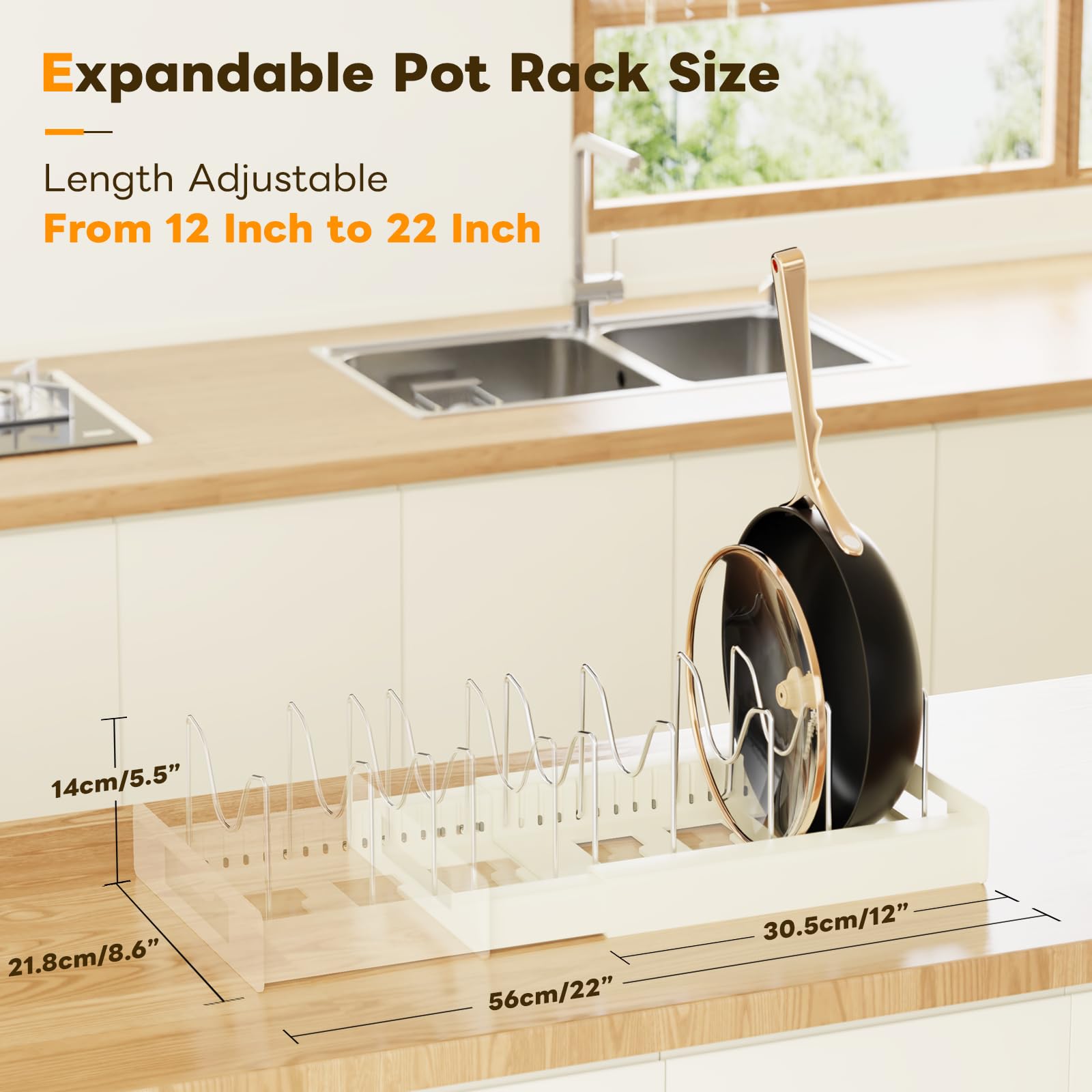 Dayacoco lid holder with u shaped groove securely holds lids of various sizes.