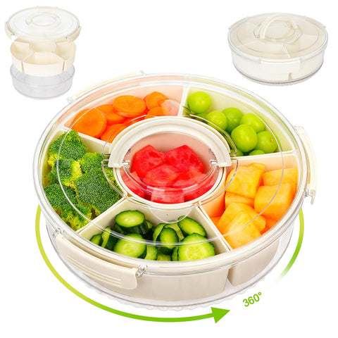 Dayacoco rotating tray with lid and handle for easy access at gatherings