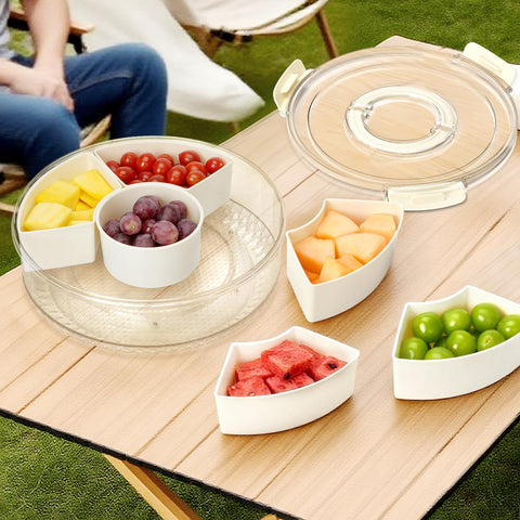Dayacoco snack tray in action at a picnic or outdoor gathering