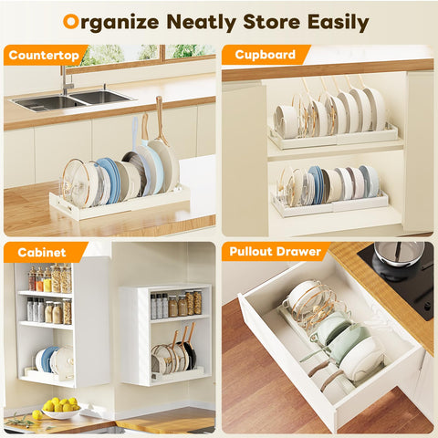 Dayacoco space saving kitchen organizer transforms clutter into tidy storage.