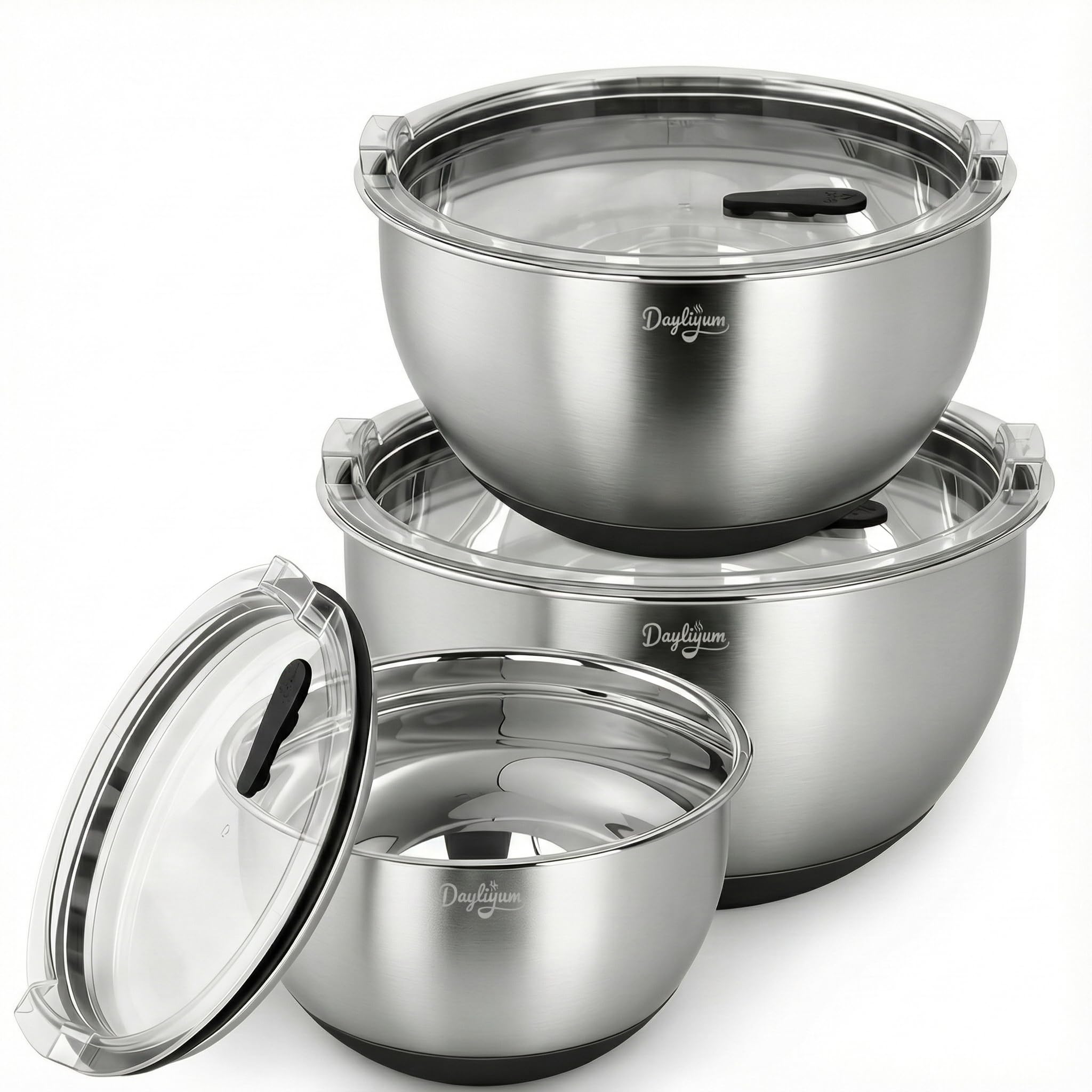 Dayliyum mixing bowls with clear lid and valve for freshness and easy storage
