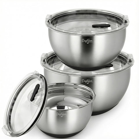 Dayliyum mixing bowls with clear lid and valve for freshness and easy storage