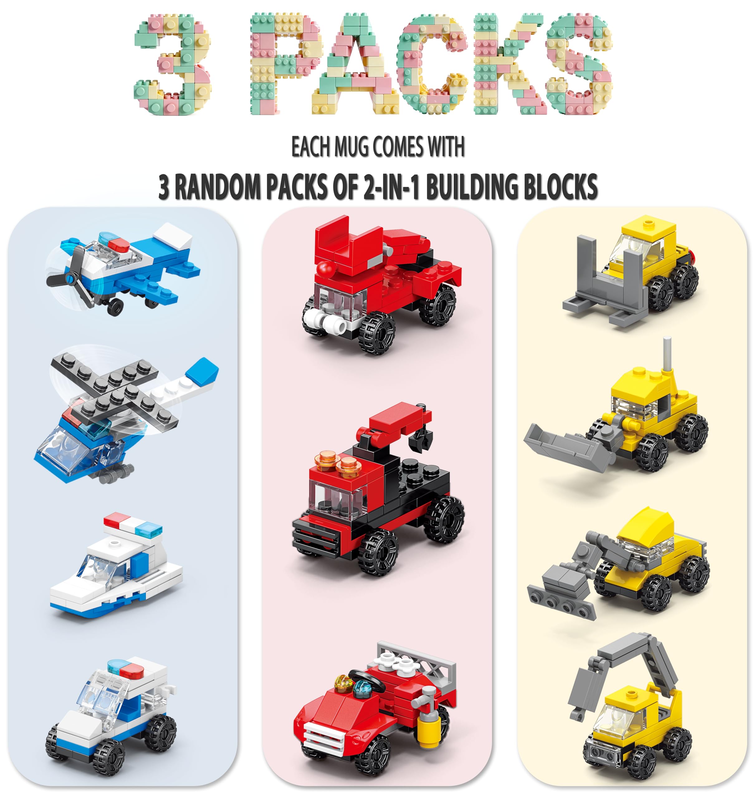 DAYMOO Build-on Brick Mug shows included random brick packs for creative building