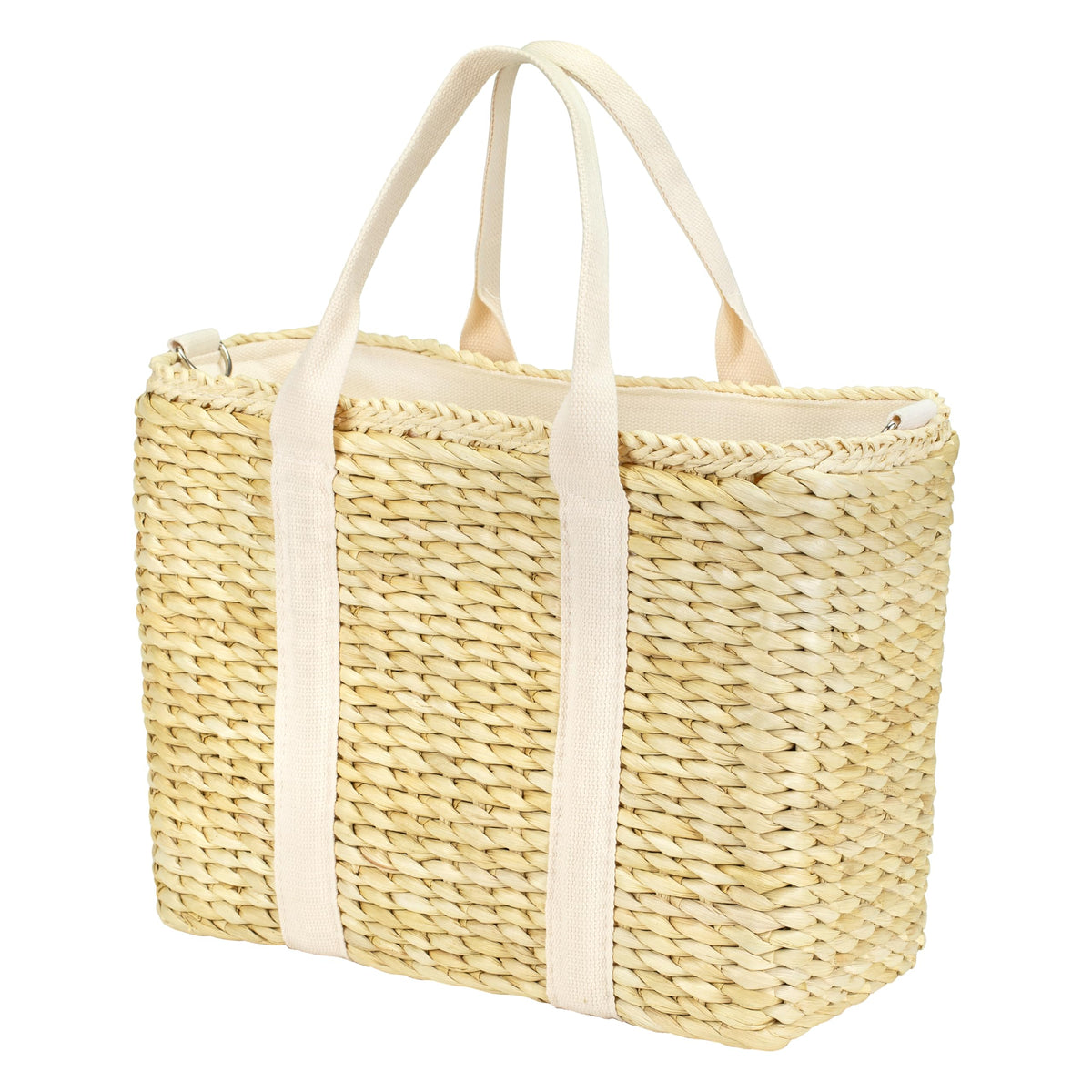 Daytani insulated beach cooler bag with corn-husk weave keeps drinks cold on the go.