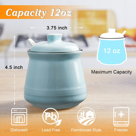 DAYYET 12oz ceramic sugar bowl ideal for compact counters