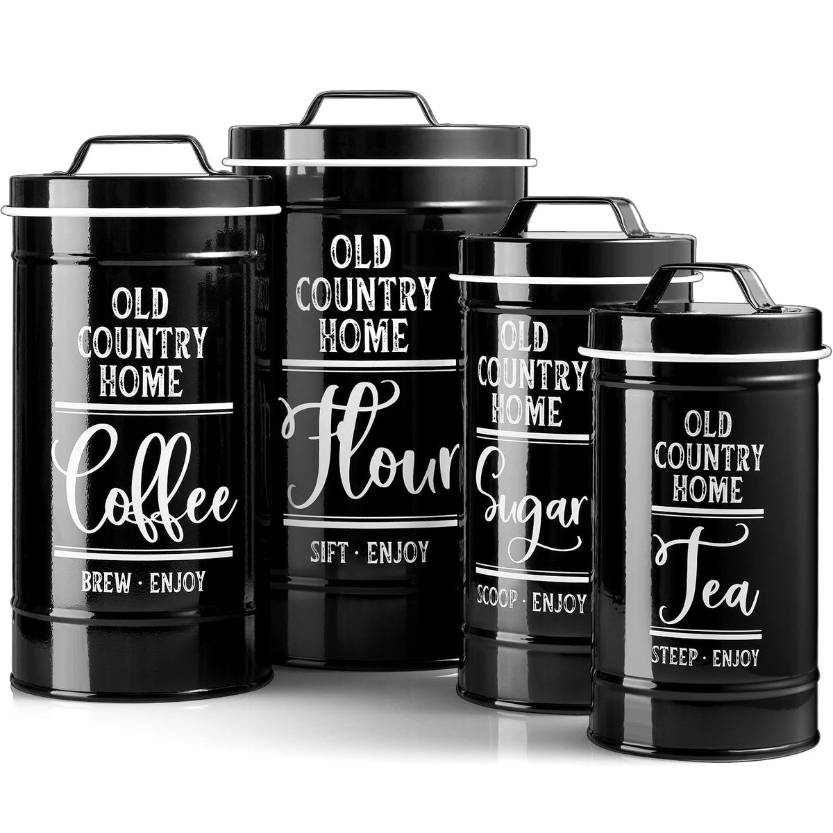DAYYET black coffee canister with airtight lid on countertop for aroma retention