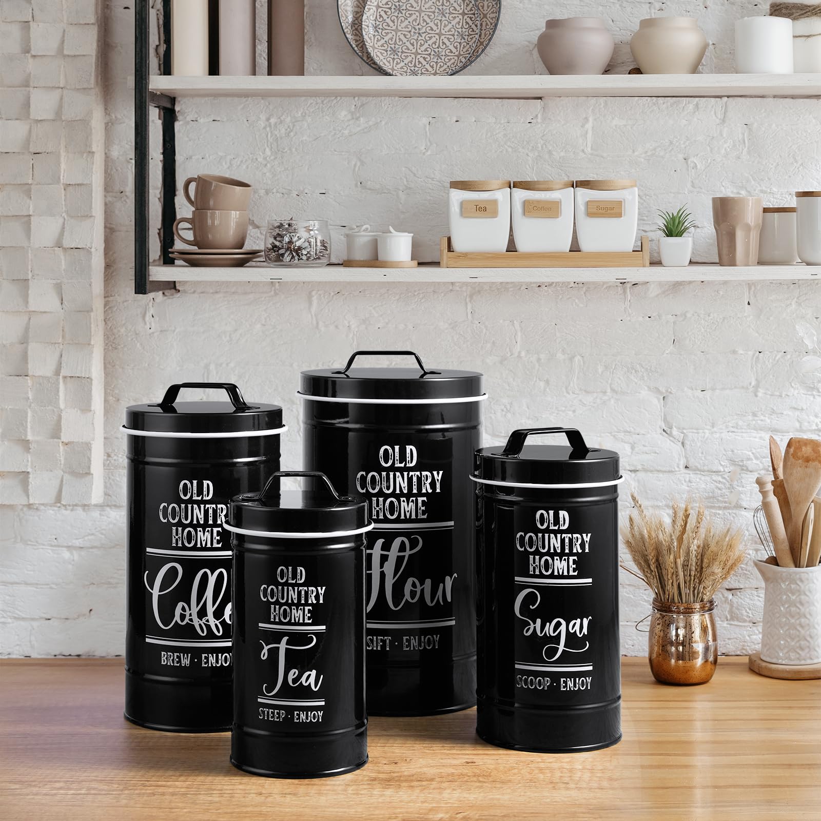 DAYYET black flour canister stores bulk flour away from light and moisture