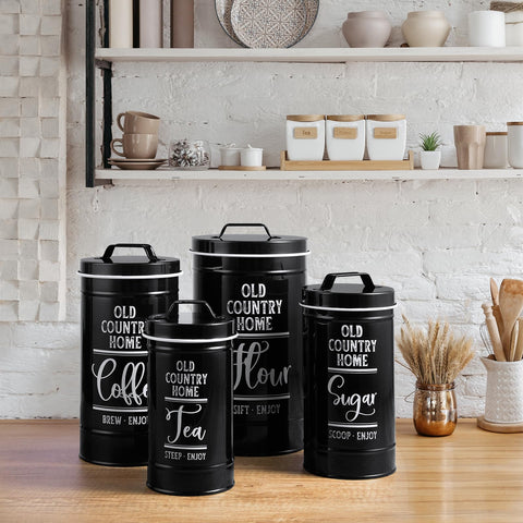 DAYYET black flour canister stores bulk flour away from light and moisture