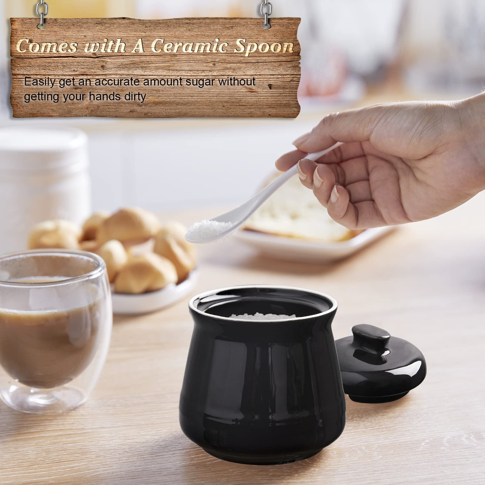 DAYYET black sugar jar complements modern kitchen decor.