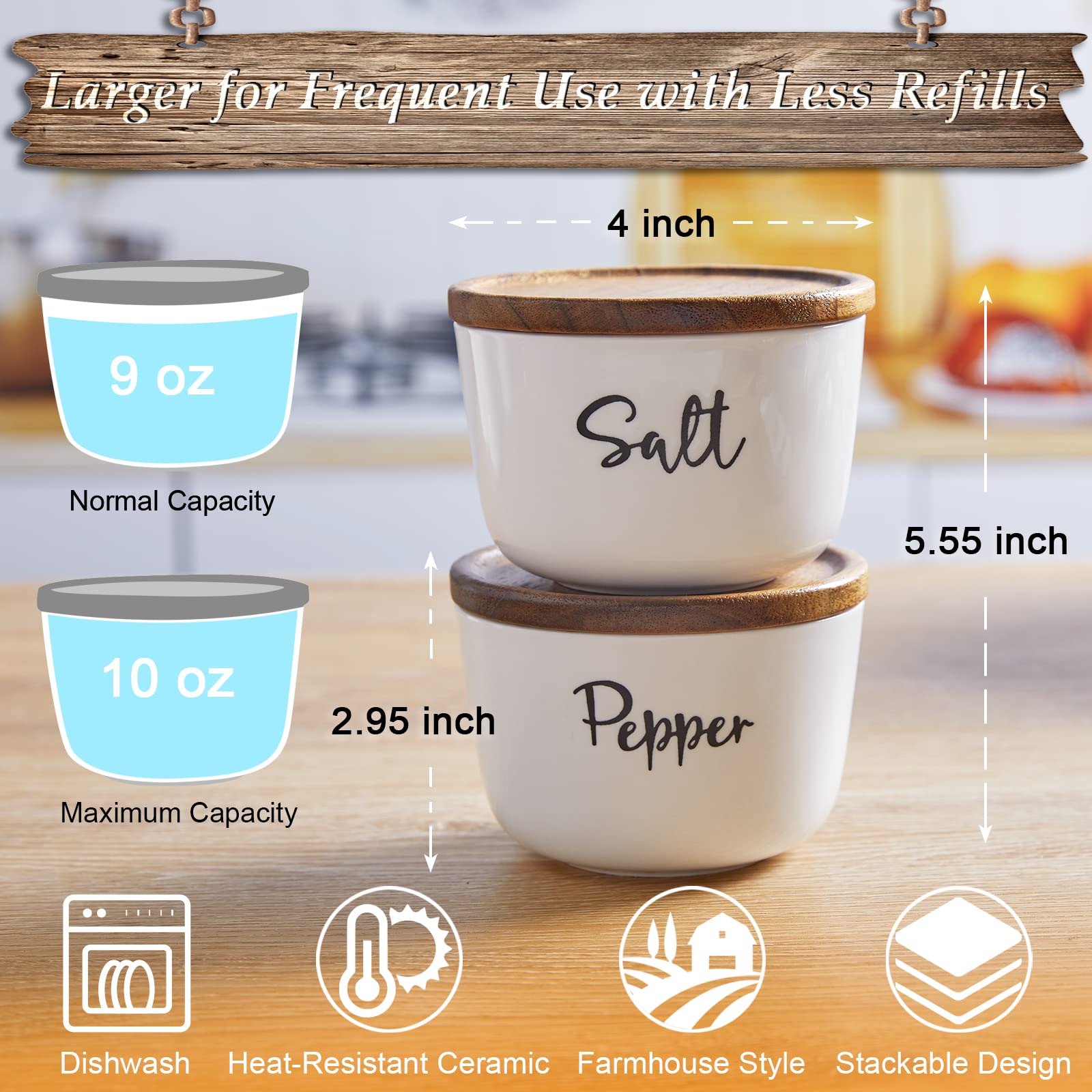 DAYYET ceramic salt box with lid features smooth white finish for elegant storage.