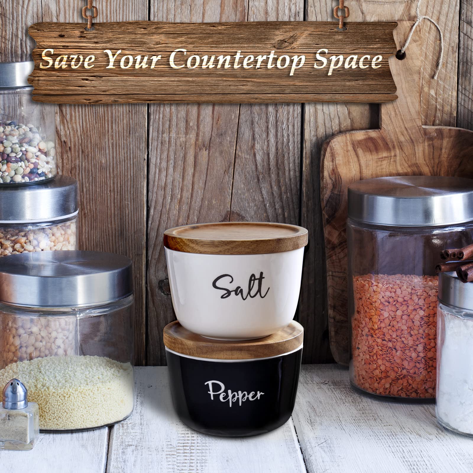 DAYYET acacia lid secures seasoning and reduces splashes during cooking.