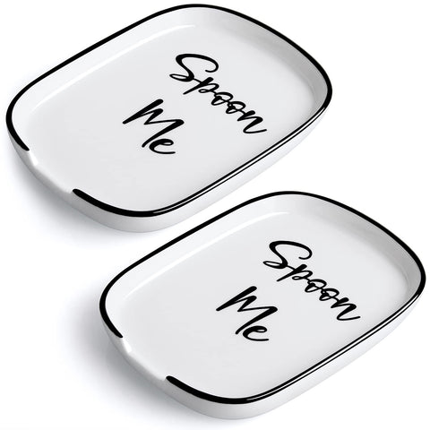 DAYYET ceramic spoon rest large 2-pack on counter keeps utensils organized.