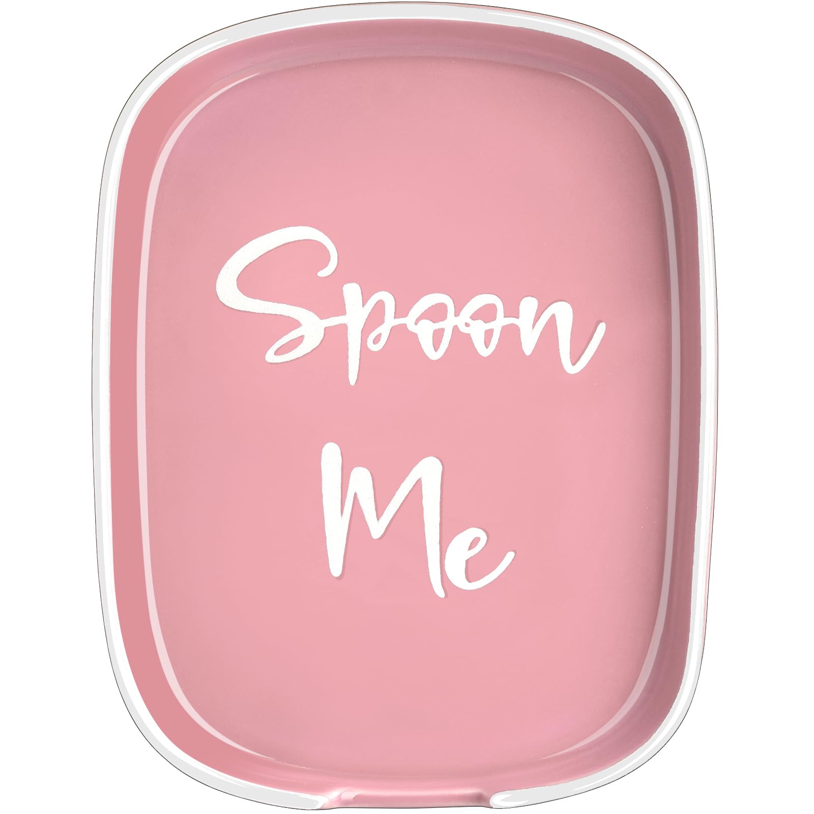 DAYYET ceramic spoon rest on stove top in pink, catches drips to keep counters clean.