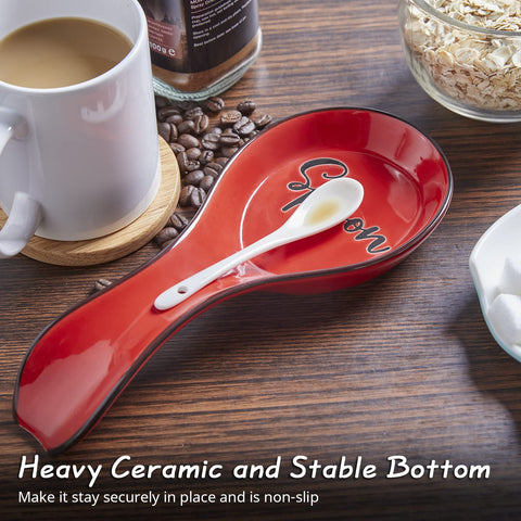 DAYYET heat-resistant ceramic spoon rest stays steady during cooking