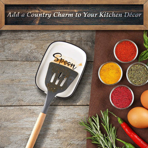 DAYYET country-design spoon rest adds rustic charm to kitchen counters.