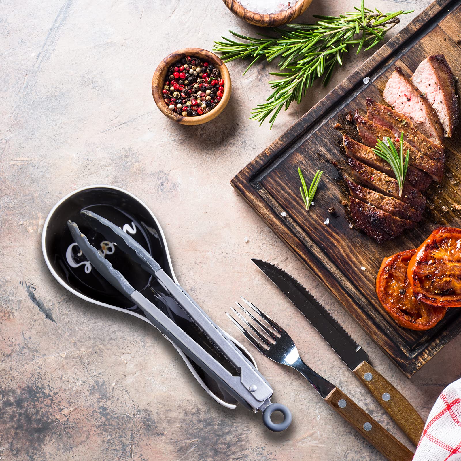 DAYYET country-design spoon rest adds rustic charm to stovetop decor.