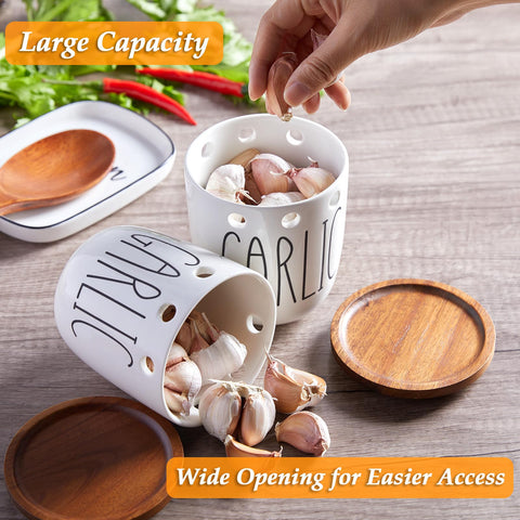 DAYYET ceramic garlic keeper with durable, plastic-free construction.