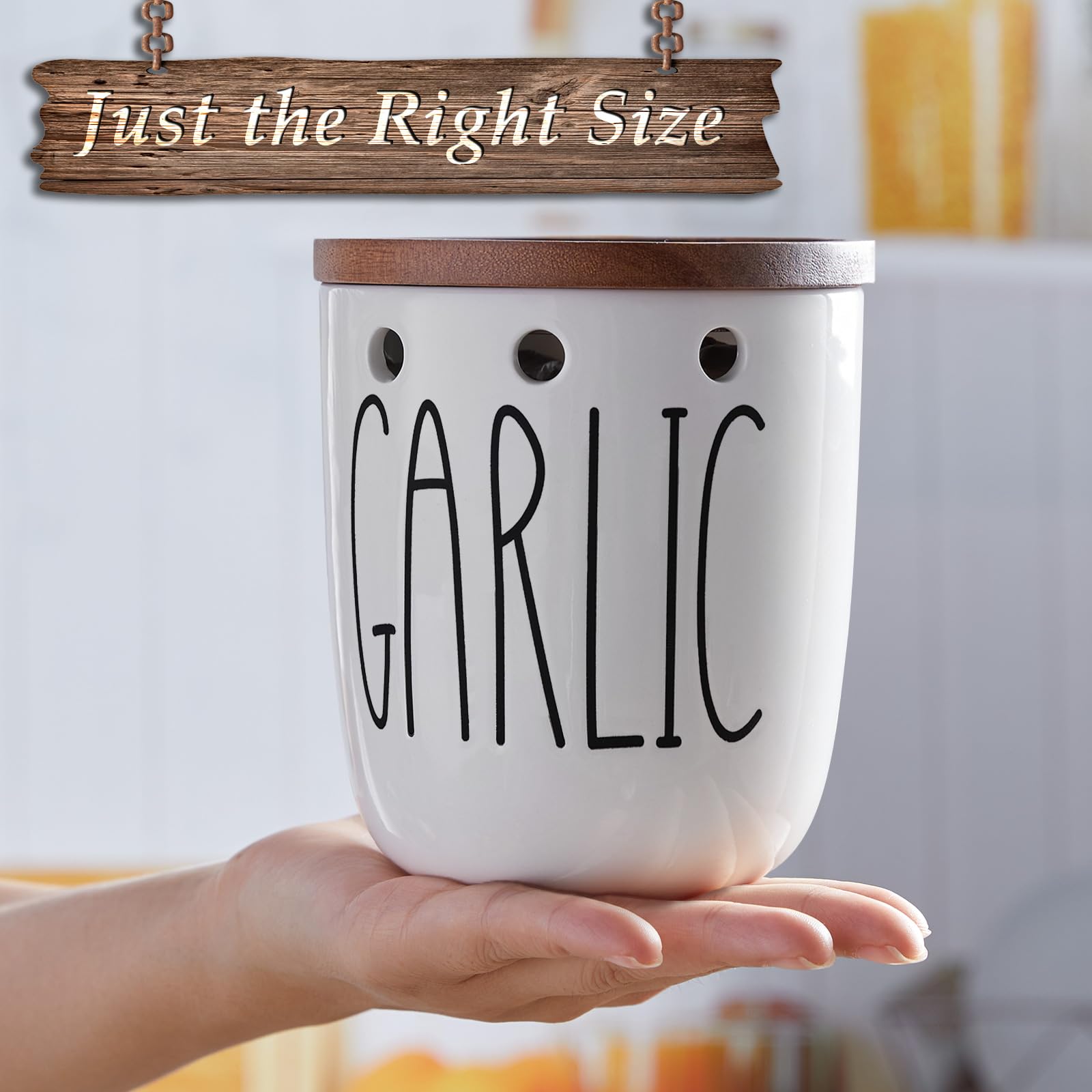 DAYYET vented garlic keeper promoting airflow to keep produce dry.