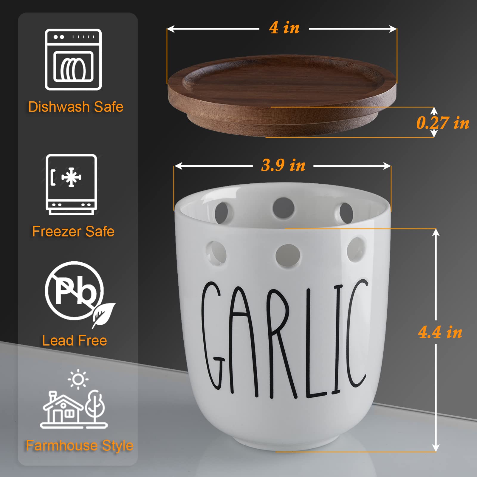 DAYYET vented garlic keeper uses six vents to keep cloves dry.