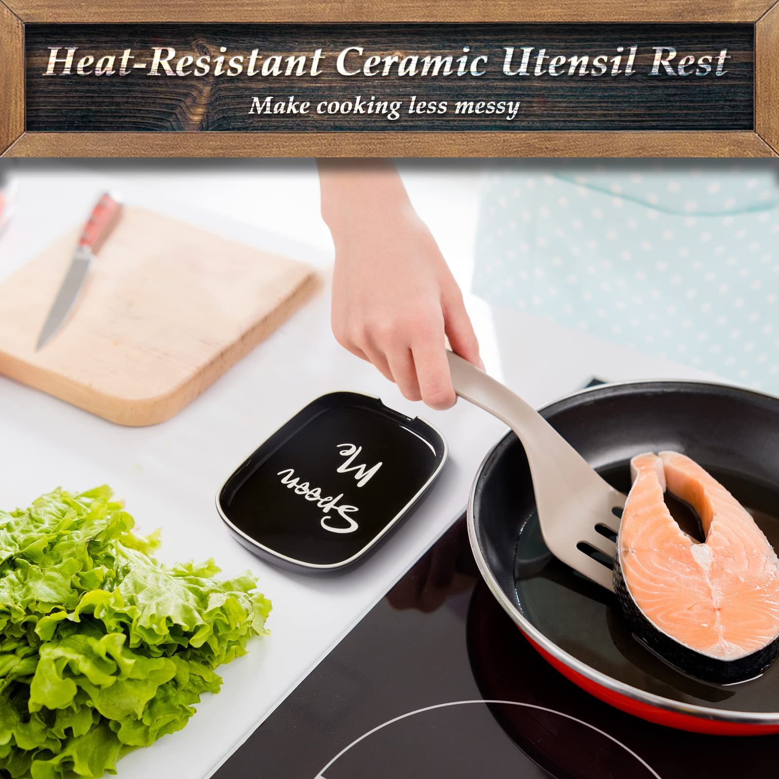 DAYYET heat-resistant ceramic spoon rest stays sturdy on countertops.