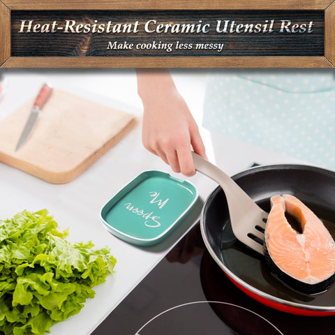DAYYET heat-resistant ceramic spoon rest endures heat while protecting surfaces
