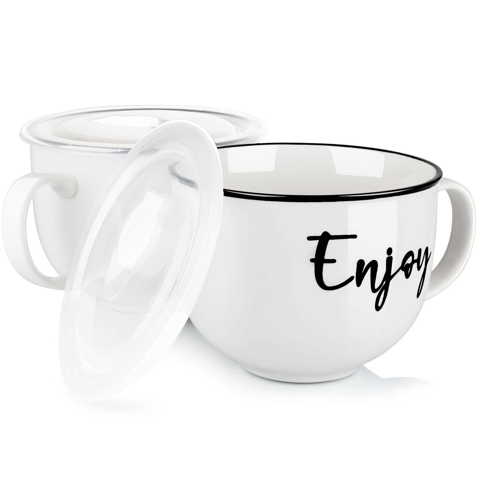 DAYYET soup mug with handle and vented lid shows 26 oz capacity for hot soups.