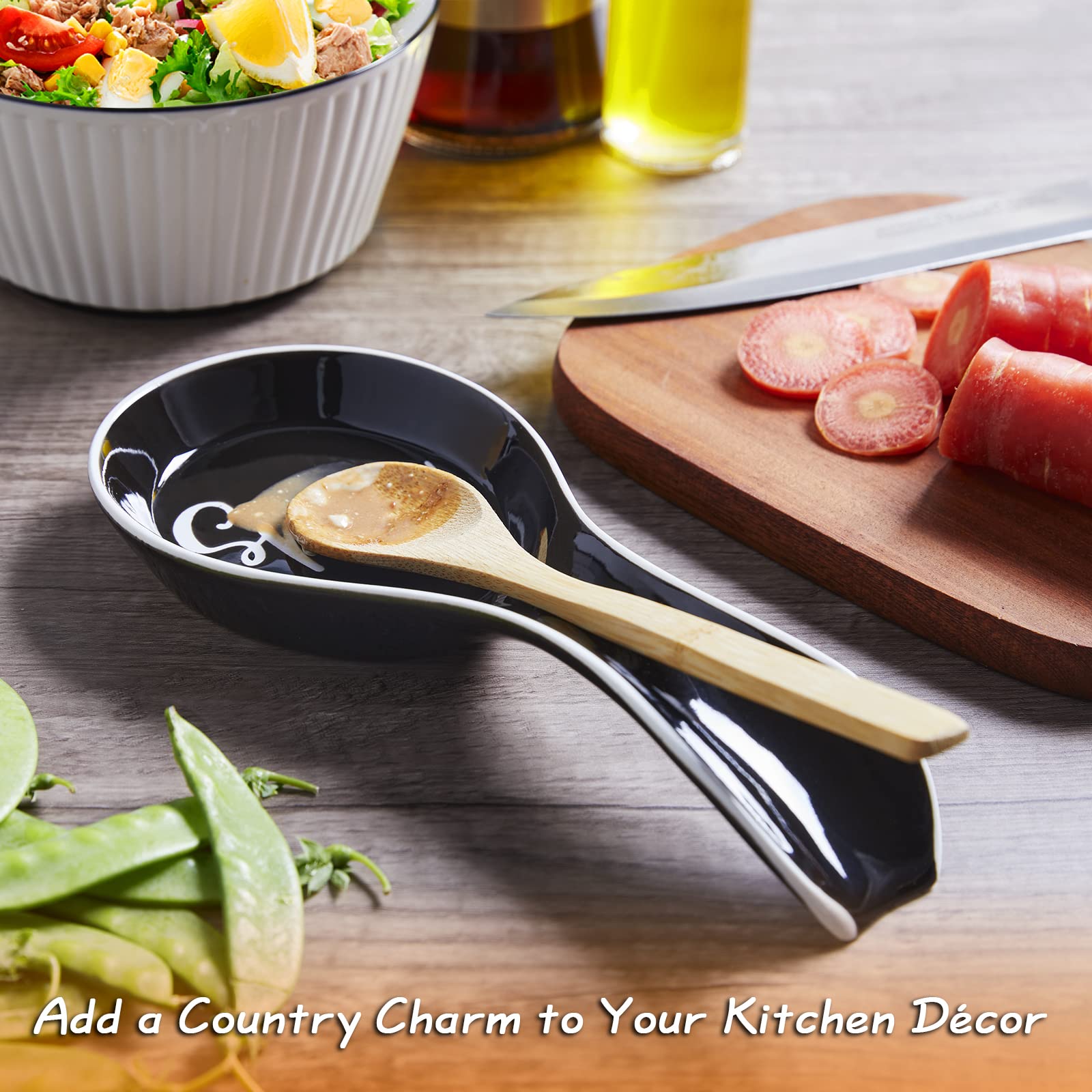 DAYYET large spoon holder on kitchen counter provides a stable resting place.