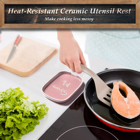 DAYYET spoon rest with drip catcher protects counters and stovetop from messes.