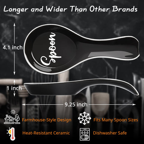 DAYYET rustic black ceramic spoon rest complements modern kitchen decor.