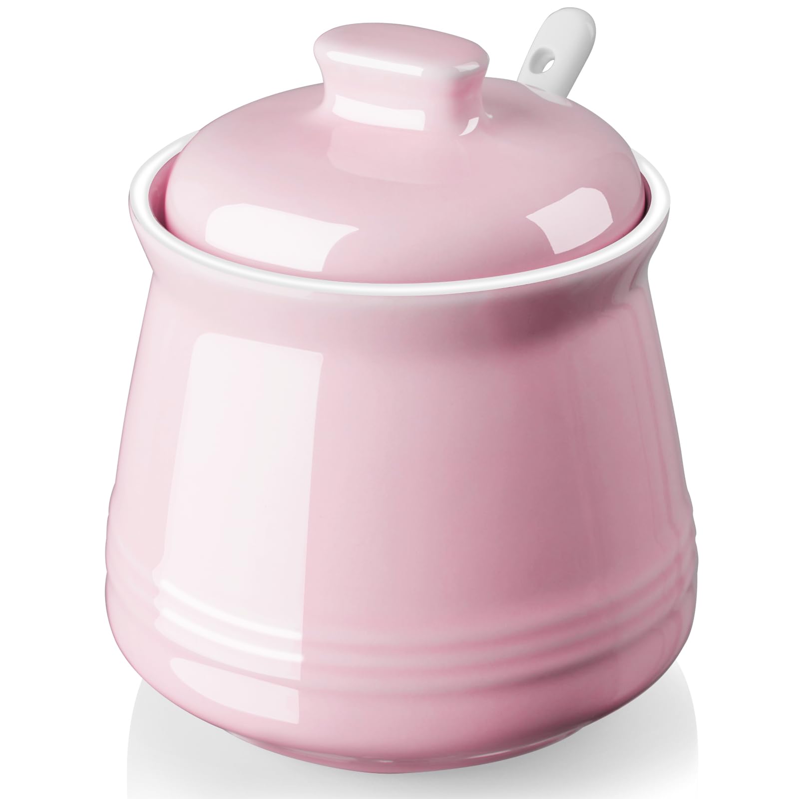 DAYYET sugar bowl with lid and spoon in pink, ideal for coffee bars.
