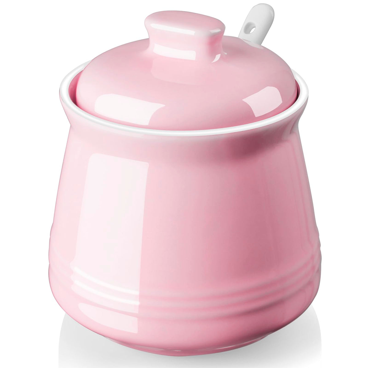 DAYYET sugar bowl with lid and spoon in pink, ideal for coffee bars.