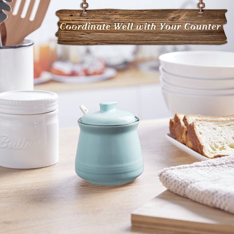 DAYYET turquoise sugar container adds vibrant kitchen decor