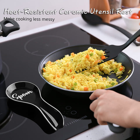 DAYYET utensil rest neatly holds ladles and tongs.