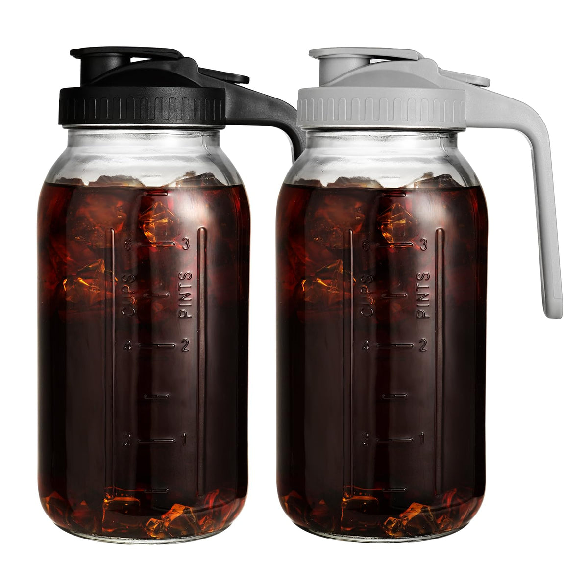 DAZHICN 2-pack 64 oz glass pitcher with lid for cold beverages.
